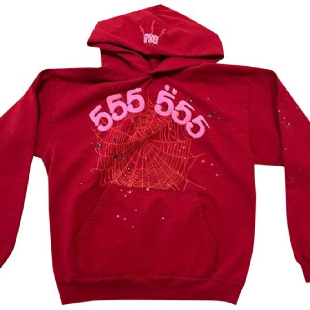 Red Hoodie with Spider Web Design